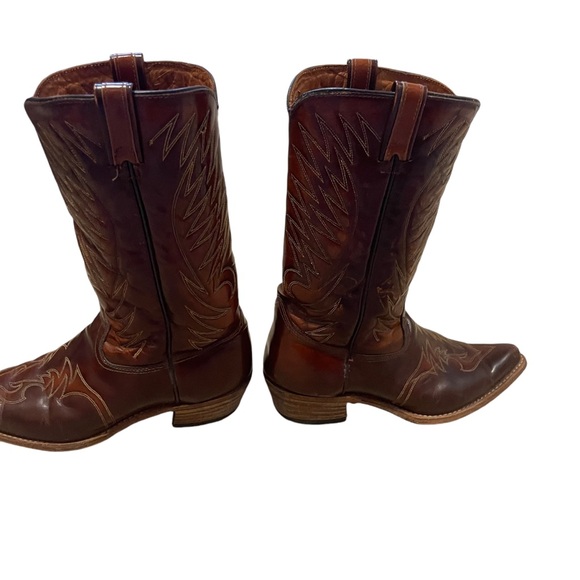 TEXAS| Vintage Leather Men’s Cowboy boots EUC SZ 10.5 Brown Leather, Made In USA - Picture 8 of 16